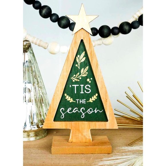 Young's Inc. Other - 'Tis the Season. Christmas Tree Tabletop/Shelf Wood Sign, Home Décor.